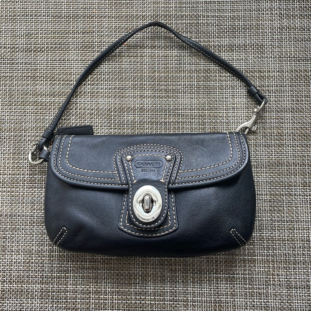 Coach Black Leather Wristlet